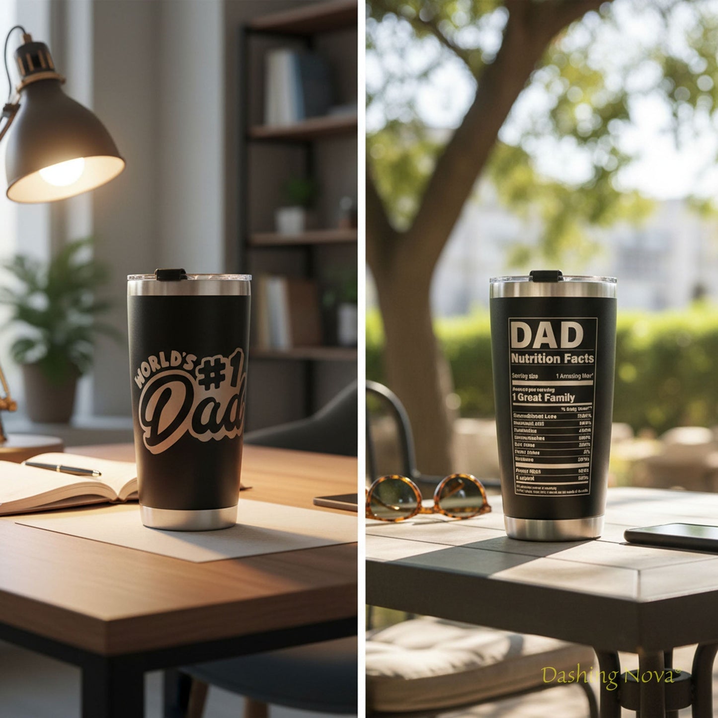 Personalized Best Dad Ever Nutrition Facts Tumbler 20oz Stainless Steel Father's Day Gift