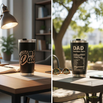 Personalized Best Dad Ever Nutrition Facts Tumbler 20oz Stainless Steel Father's Day Gift