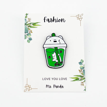 Fun Boba Drink Enamel Pin – Cup Shaped Pin for Collectors