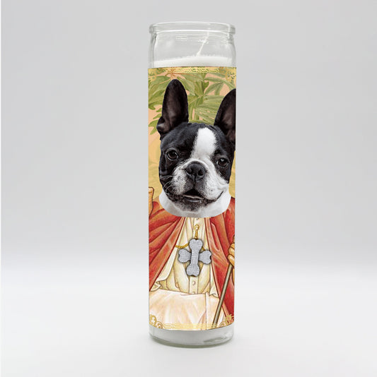 Saint Boston Terrier Dog Candle