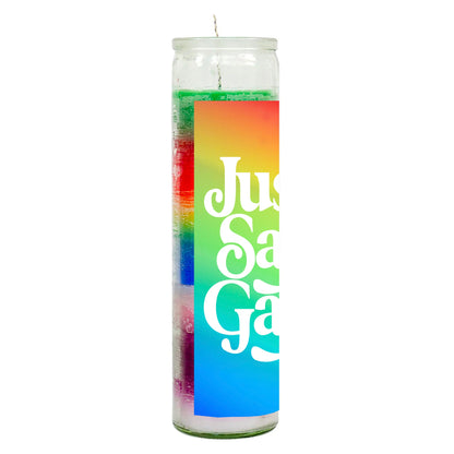 Just Say Gay Rainbow Candle