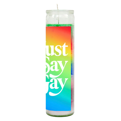 Just Say Gay Rainbow Candle