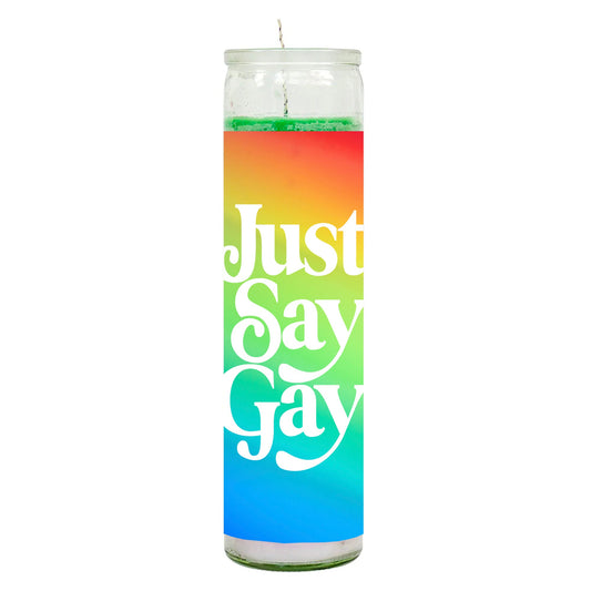 Just Say Gay Rainbow Candle