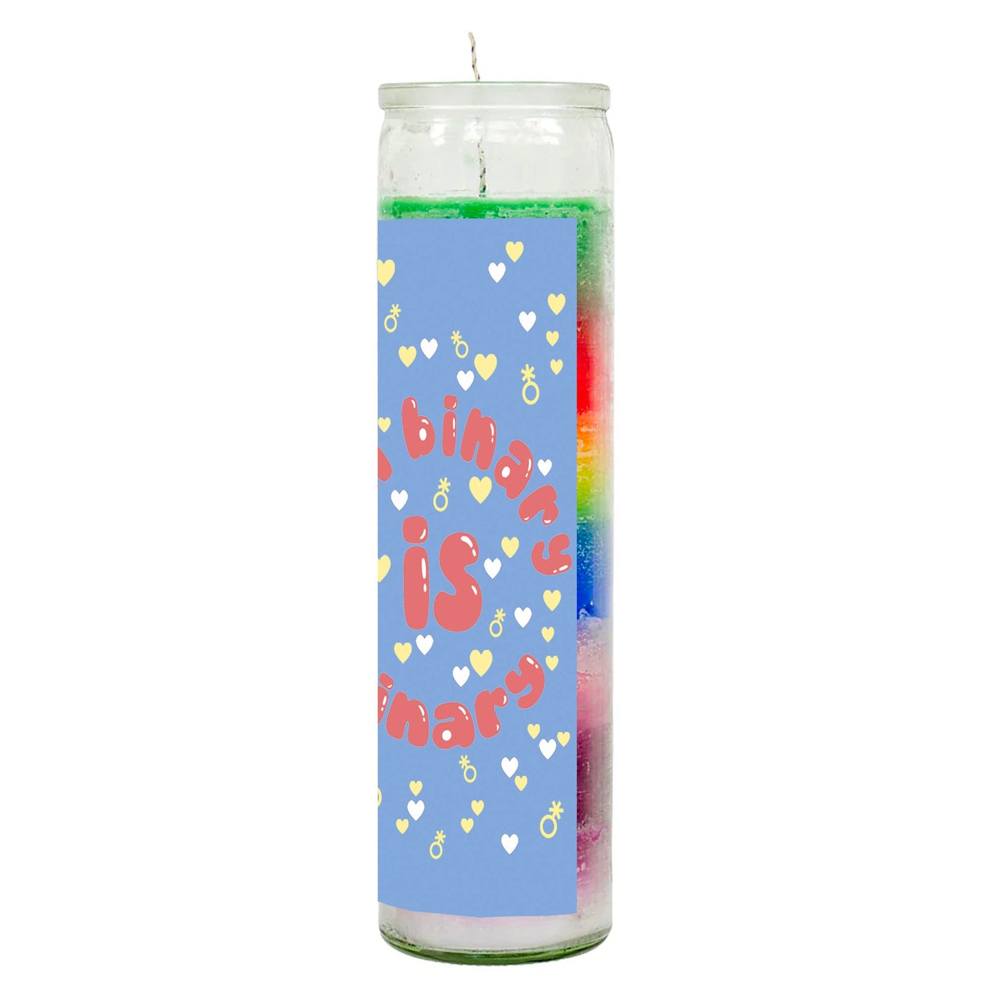 Nonbinary Is Finary Rainbow Candle