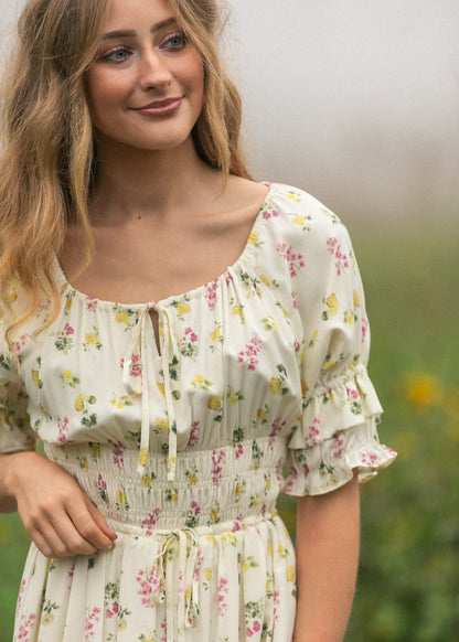 Celine Puff Sleeve Floral Maxi Dress
