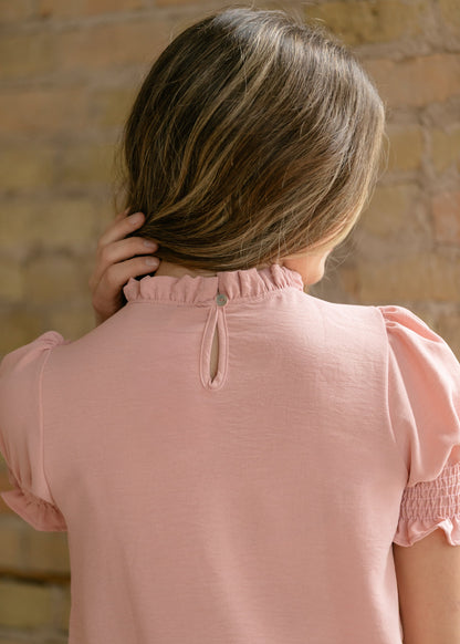 Clara Ruffle Mockneck Short Sleeve Top - FINAL SALE