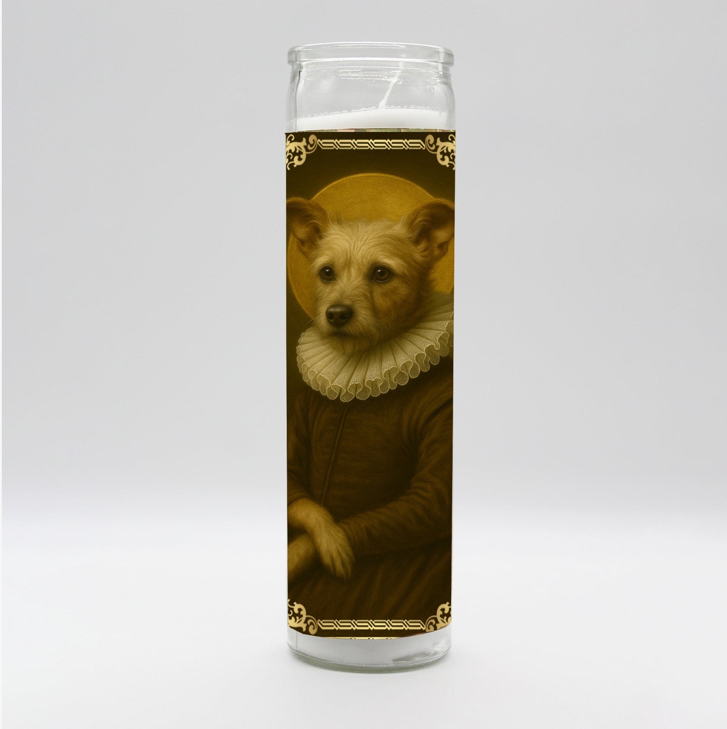 Saint 'Karen' Terrier Renaissance Dog Candle