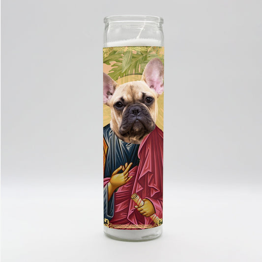 Saint Frenchie Terrier Dog Candle