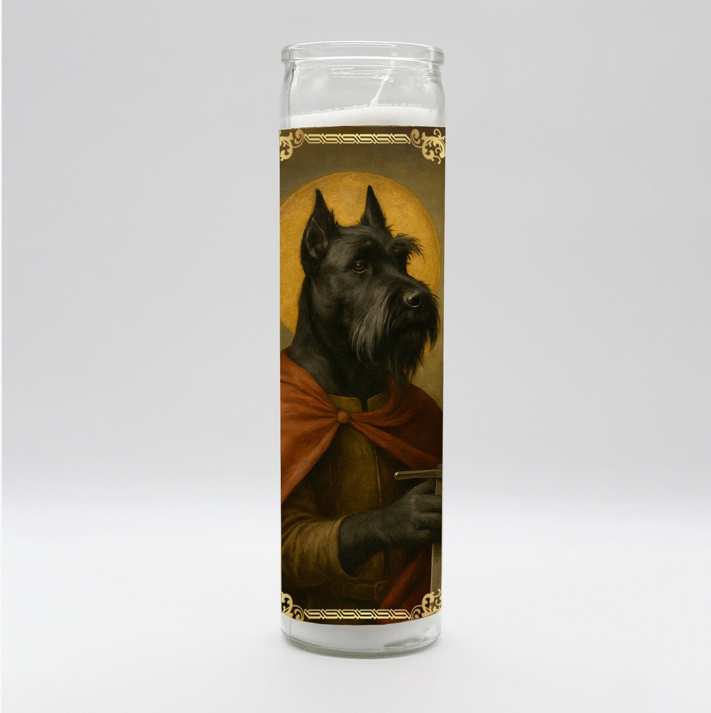 Saint Schnauzer Renaissance Dog Candle