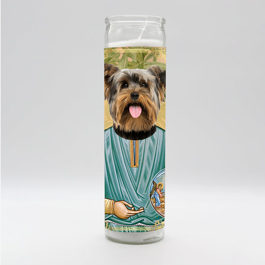 Saint Yorkie Dog Candle