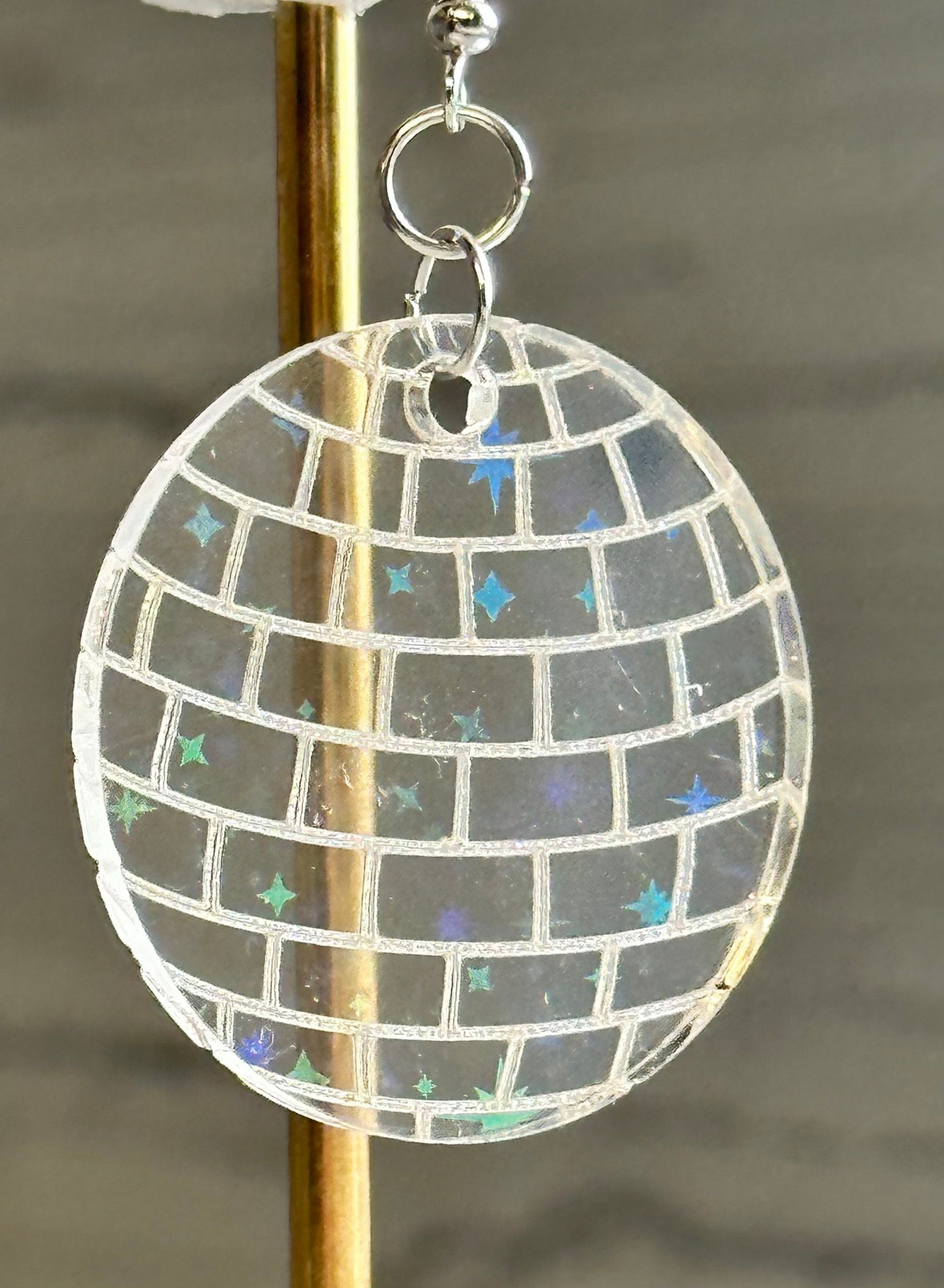 Disco Ball Earrings - Clear/UV Sparks