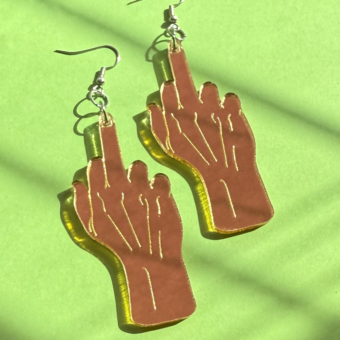 Middle Finger Drop Earrings