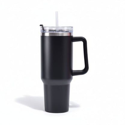 Engraved Leopard Print 40 oz Tumbler with Handle and Straw Lid