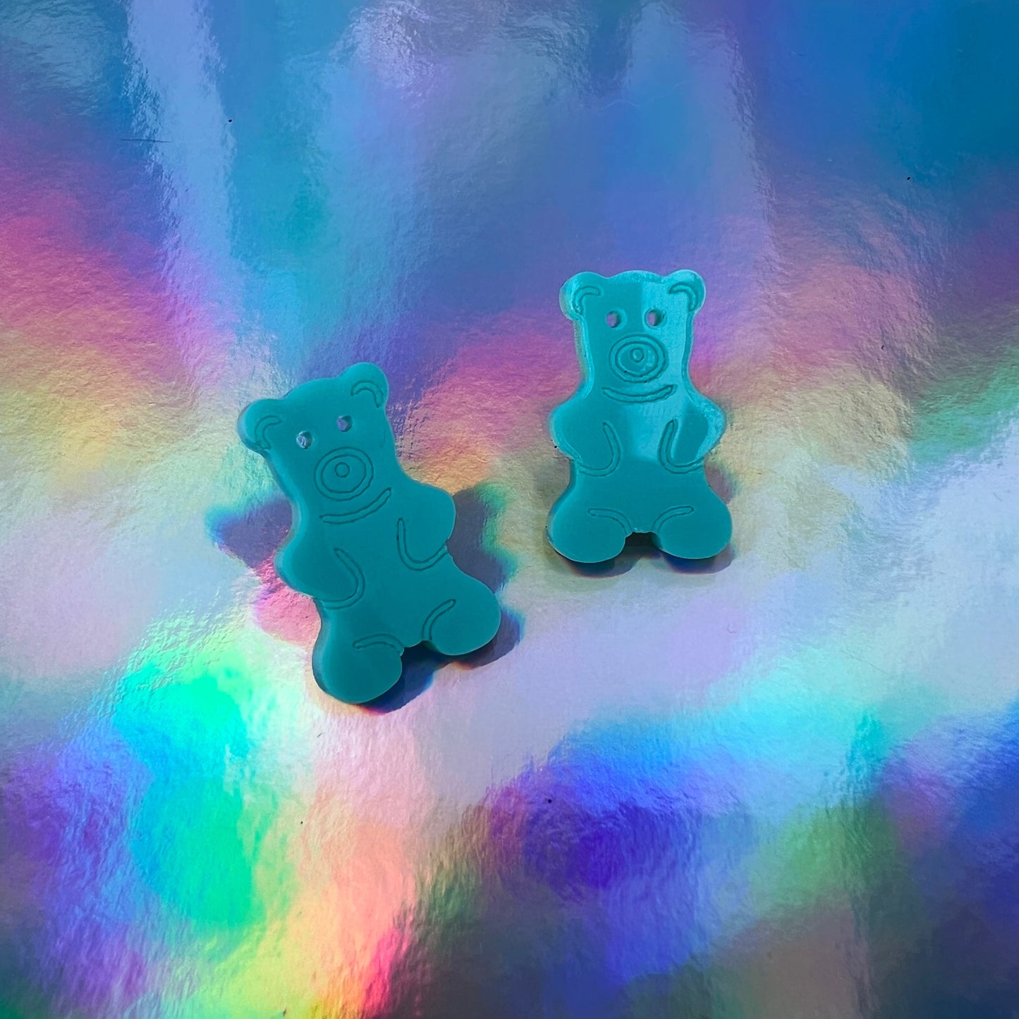Gummy Bear Earring Studs - Teal