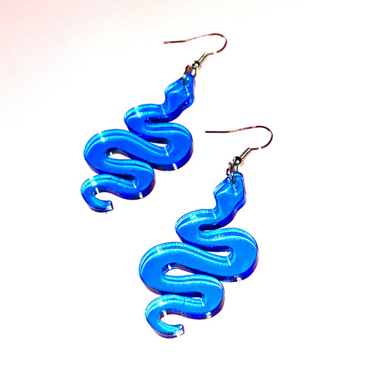 Snake Earrings - Blue