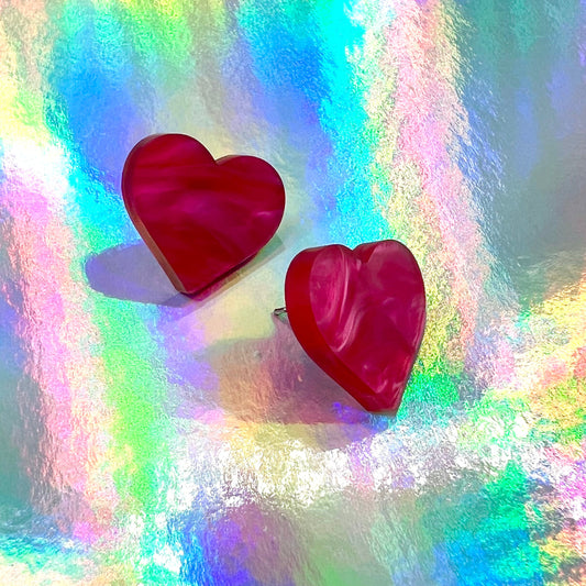 Marble Heart Stud Earrings