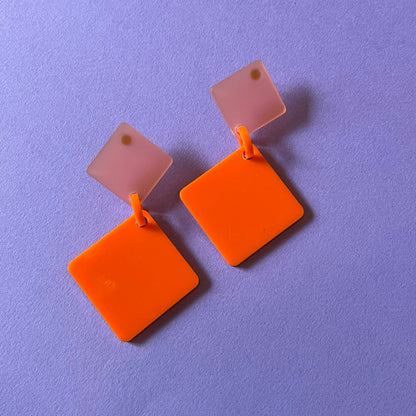Diamond Drop Earrings - Orange