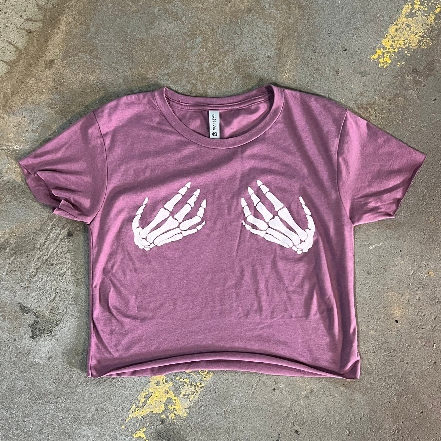 Skeleton Hands Crop Top - Burgundy