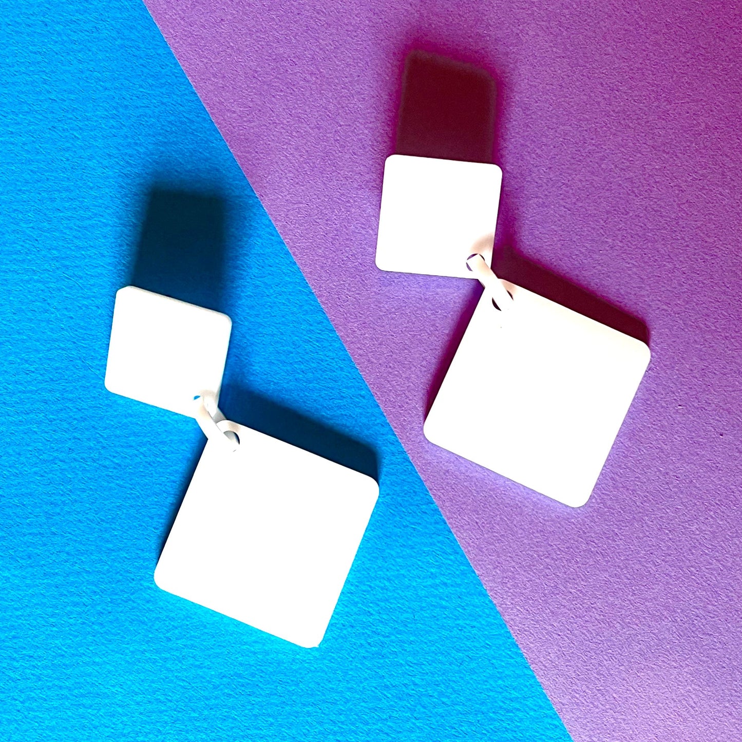 Diamond Drop Earrings - White