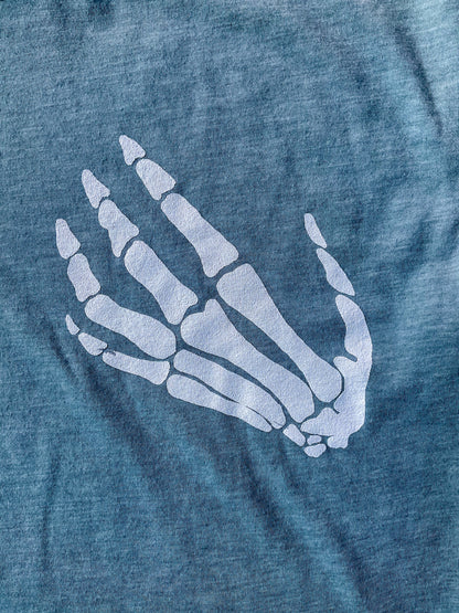 Skeleton Hands Crop Top - Blue