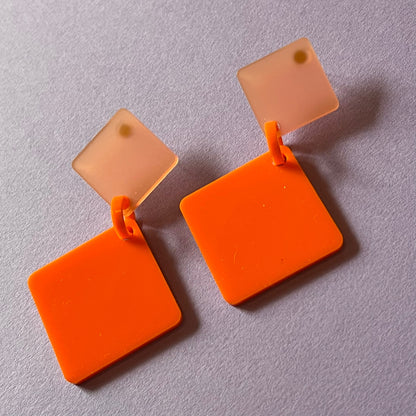 Diamond Drop Earrings - Orange