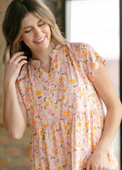 Jaydrien Floral Flutter Sleeve Midi Dress - FINAL SALE
