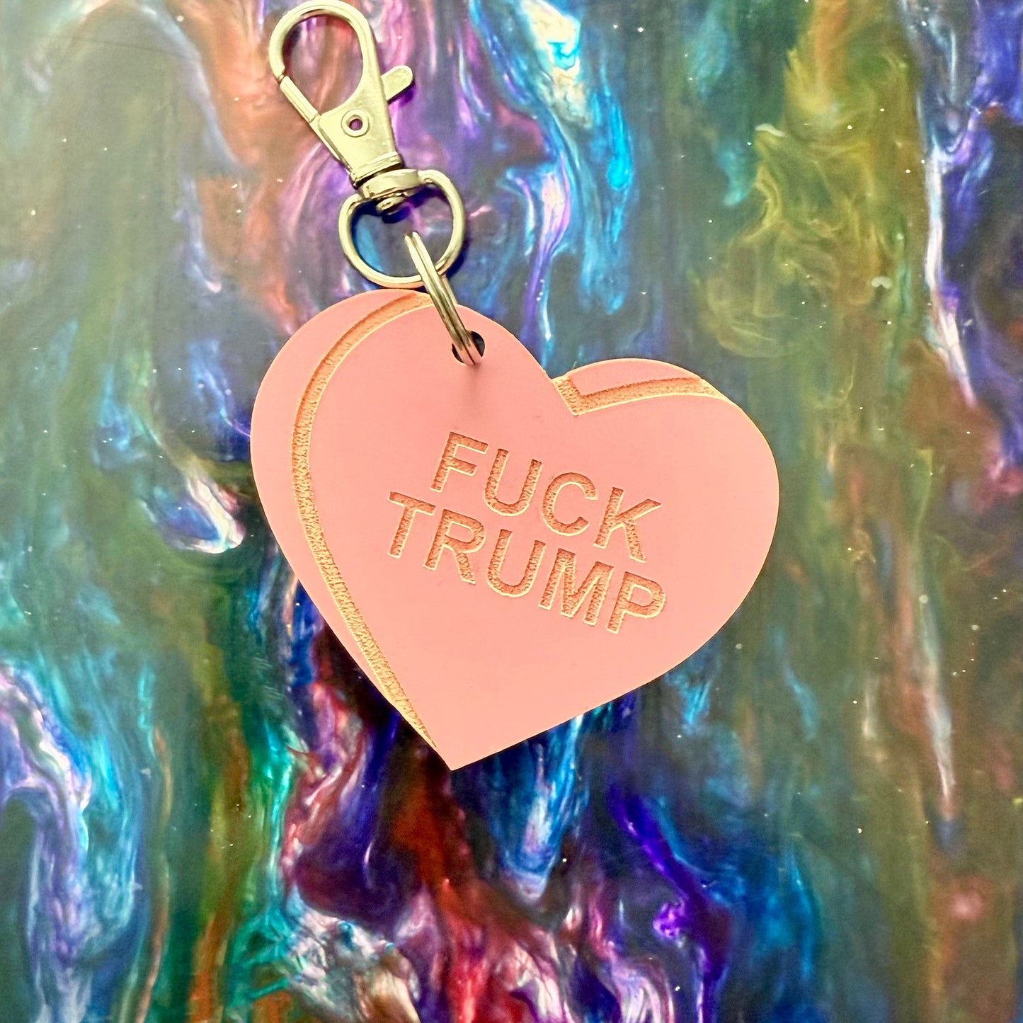 Heart Candy FUCK TRUMP Keychain Bag Charm