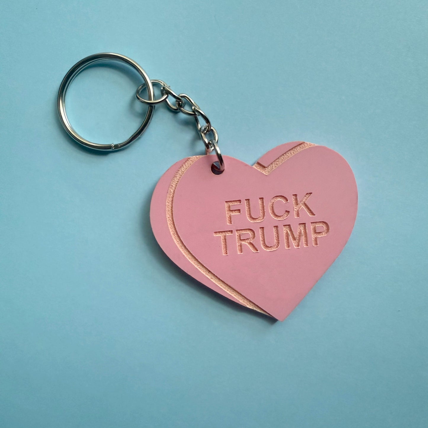 Heart Candy FUCK TRUMP Keychain (Multicolor)