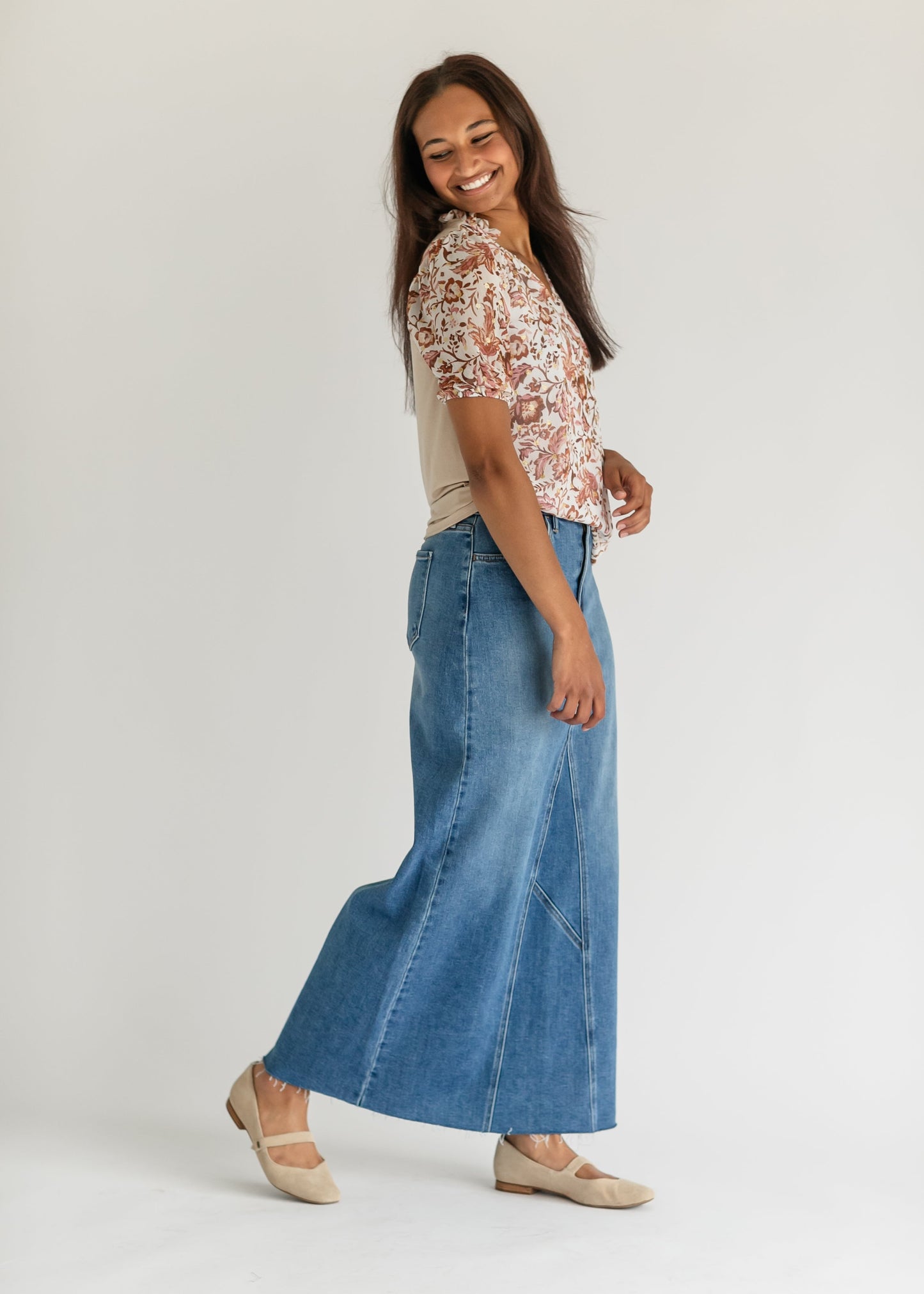 Lee A-Line Raw Hem Maxi Skirt - FINAL SALE