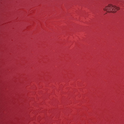 62x124" Rectangular Poppies Yellow & Red Matelassé Tablecloth by Tissus Toselli