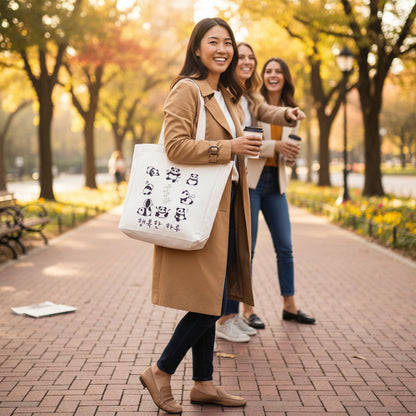 Panda Tote Bag Reusable Eco Flannel Shopping Bag with Zipper Closure