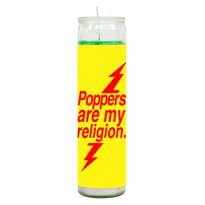 Poppers Are My Religion Rainbow Candle