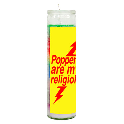 Poppers Are My Religion Rainbow Candle