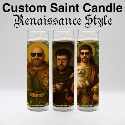 Custom Saint Candle (Renaissance Style)