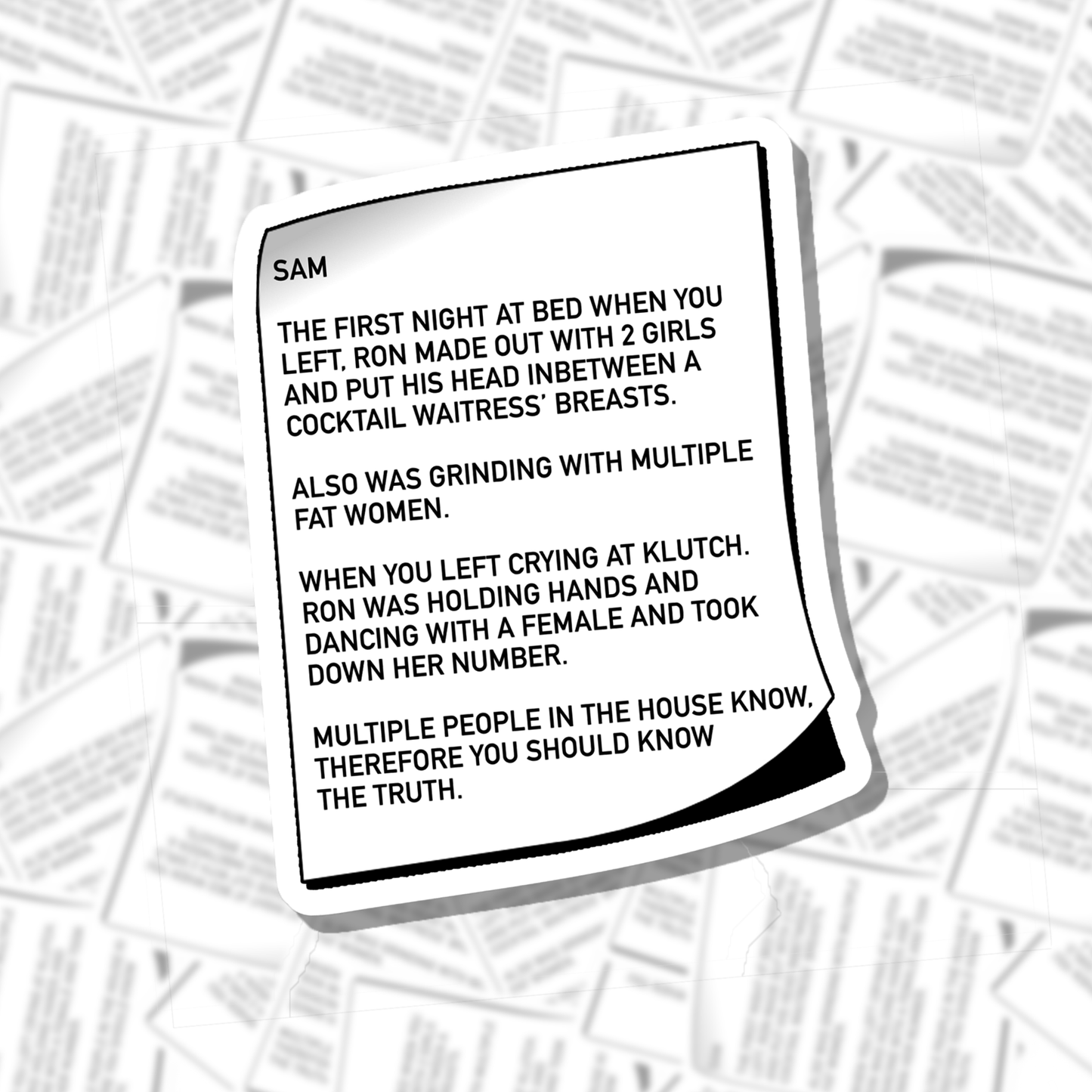 Note to Sam Sticker