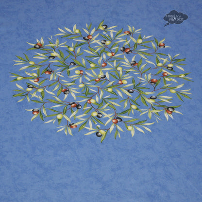 French Provencal tablecloth - Cotton, natural or acrylic-coated - 70" round - Clos des Oliviers blue | Label France