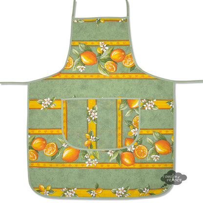 French kitchen apron - 100% cotton - Lemons green | Tissus Toselli