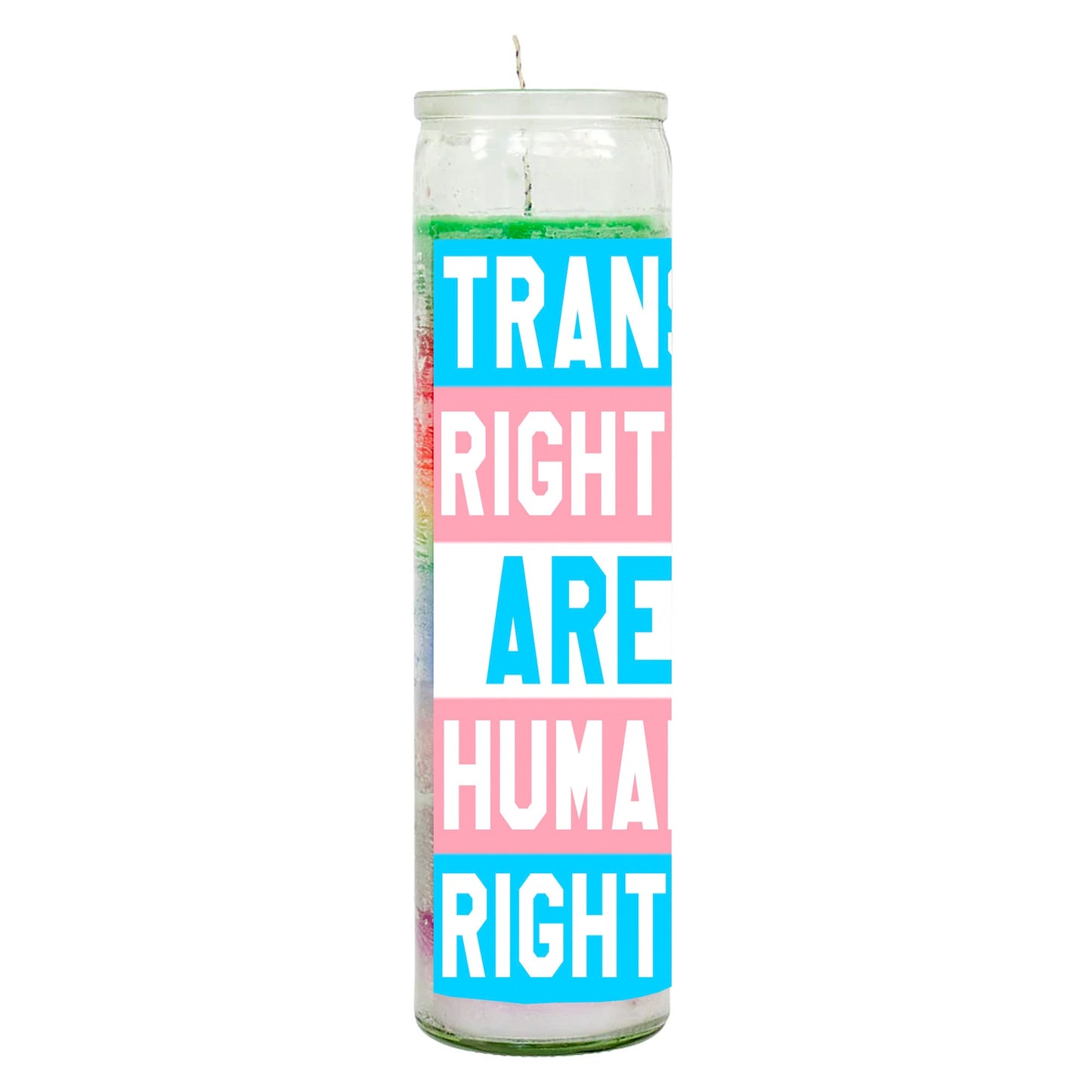 Trans Rights Are Human Rights Rainbow Candle